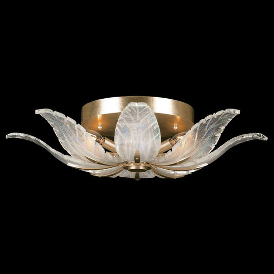 Dichroic Feather Glass Gold Silver Flush Mount