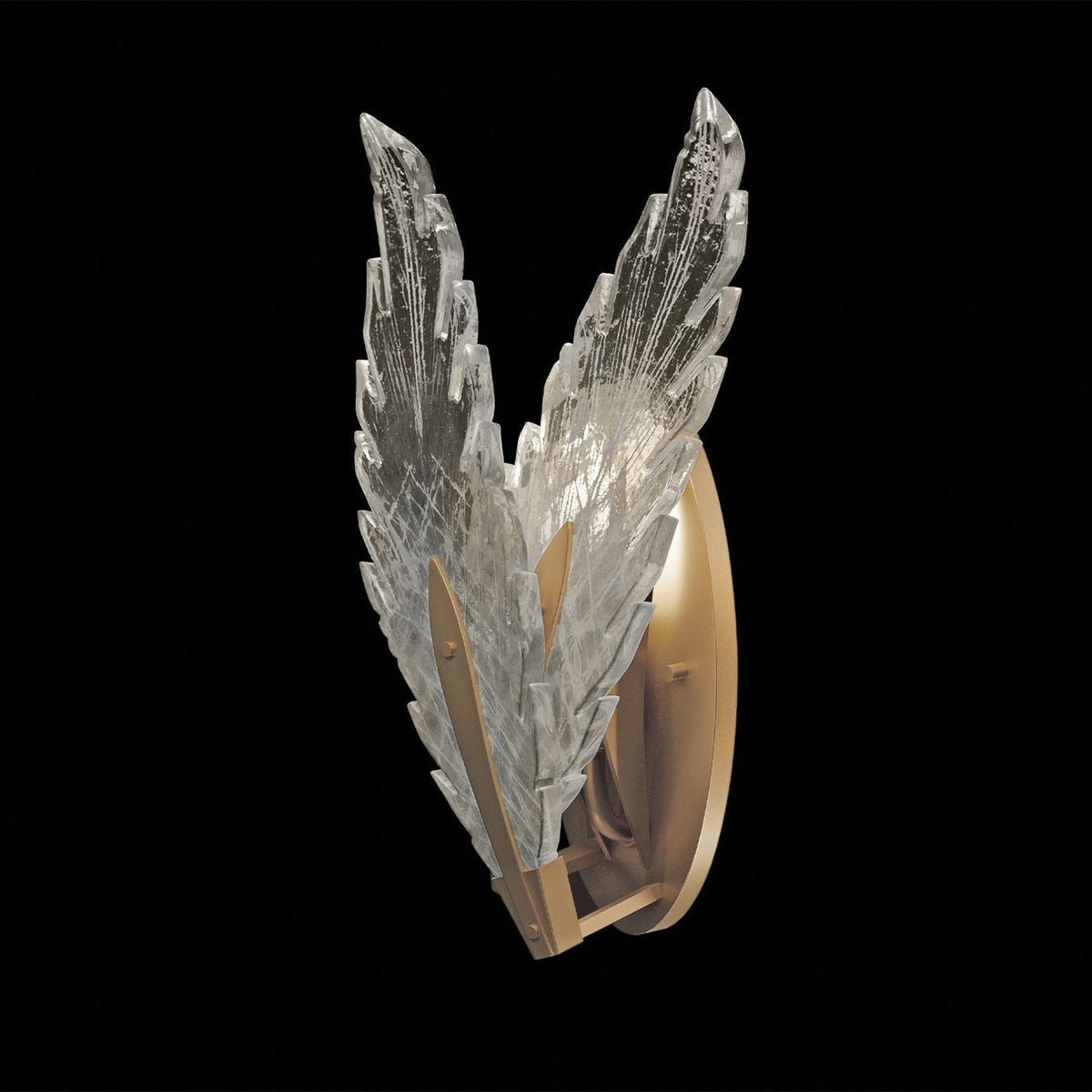 Dichroic Feather Gold Silver Glass Wall Sconce