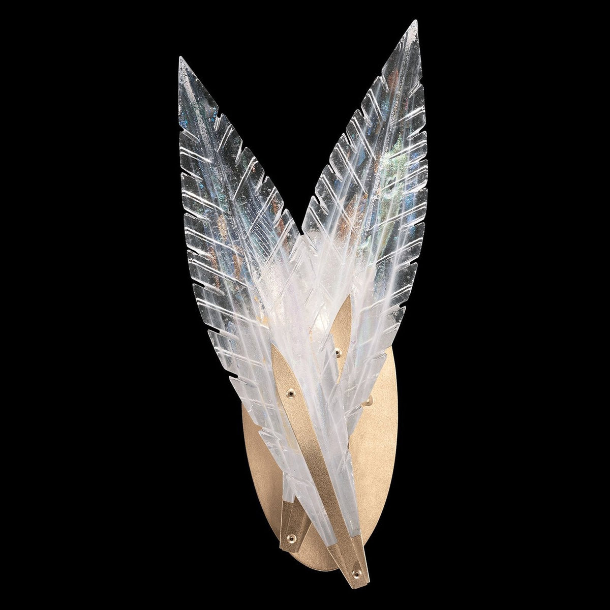 Dichroic Feather Gold Silver Glass Wall Sconce