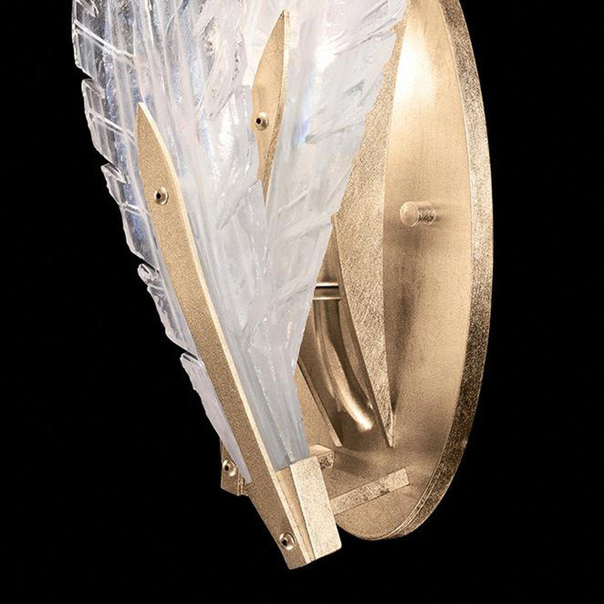 Dichroic Feather Gold Silver Glass Wall Sconce