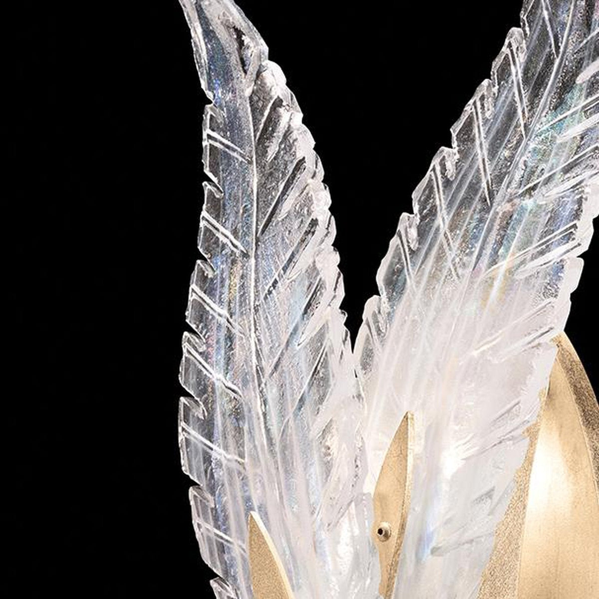 Dichroic Feather Gold Silver Glass Wall Sconce