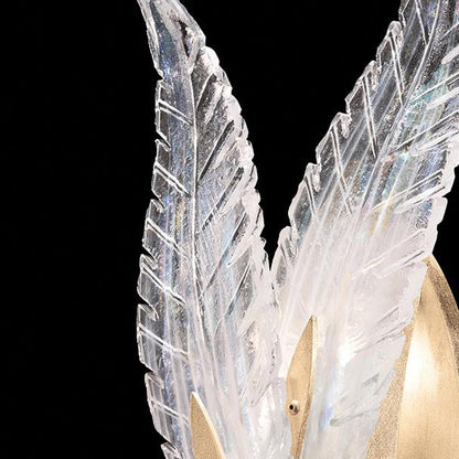 Dichroic Feather Gold Silver Glass Wall Sconce