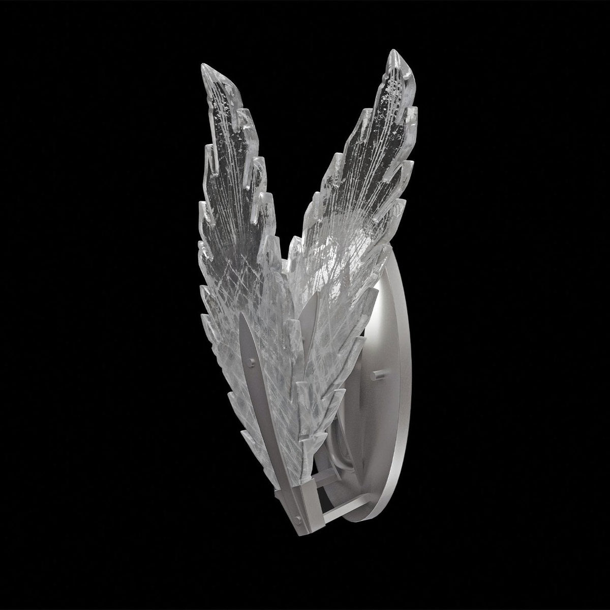 Dichroic Feather Gold Silver Glass Wall Sconce