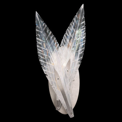 Dichroic Feather Gold Silver Glass Wall Sconce