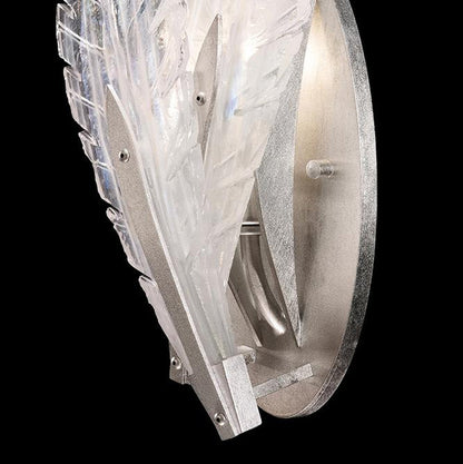 Dichroic Feather Gold Silver Glass Wall Sconce