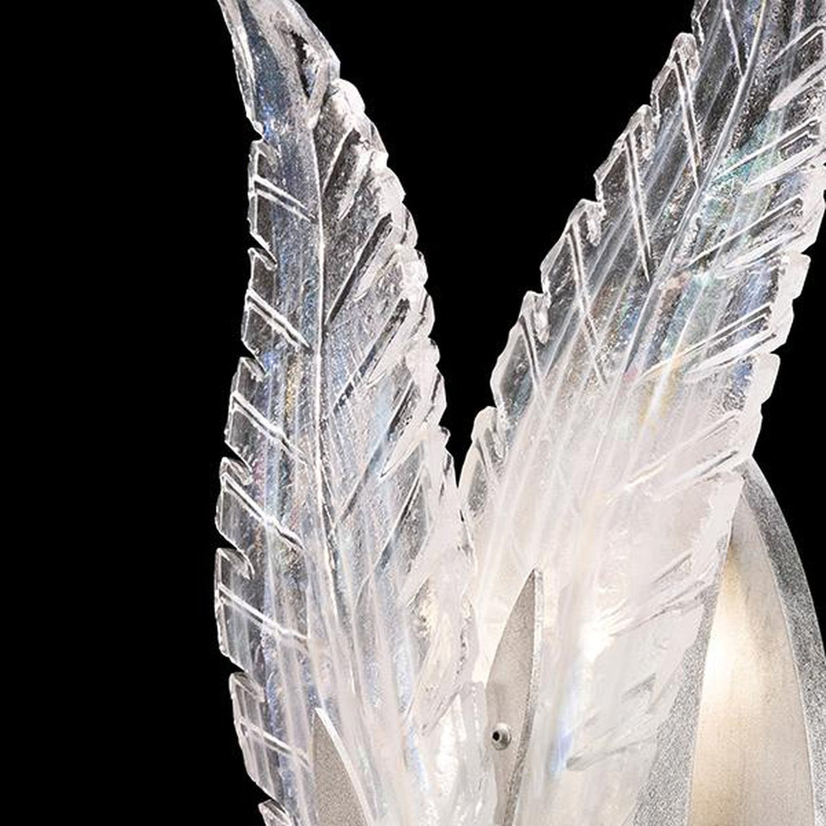 Dichroic Feather Gold Silver Glass Wall Sconce