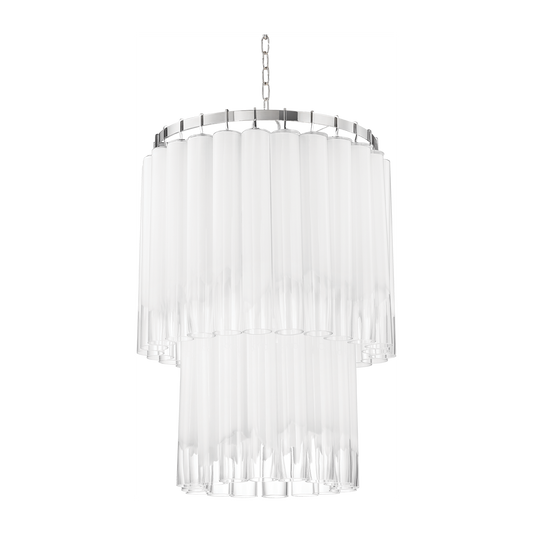 Diffused Tube Nickel Tiered Chandelier