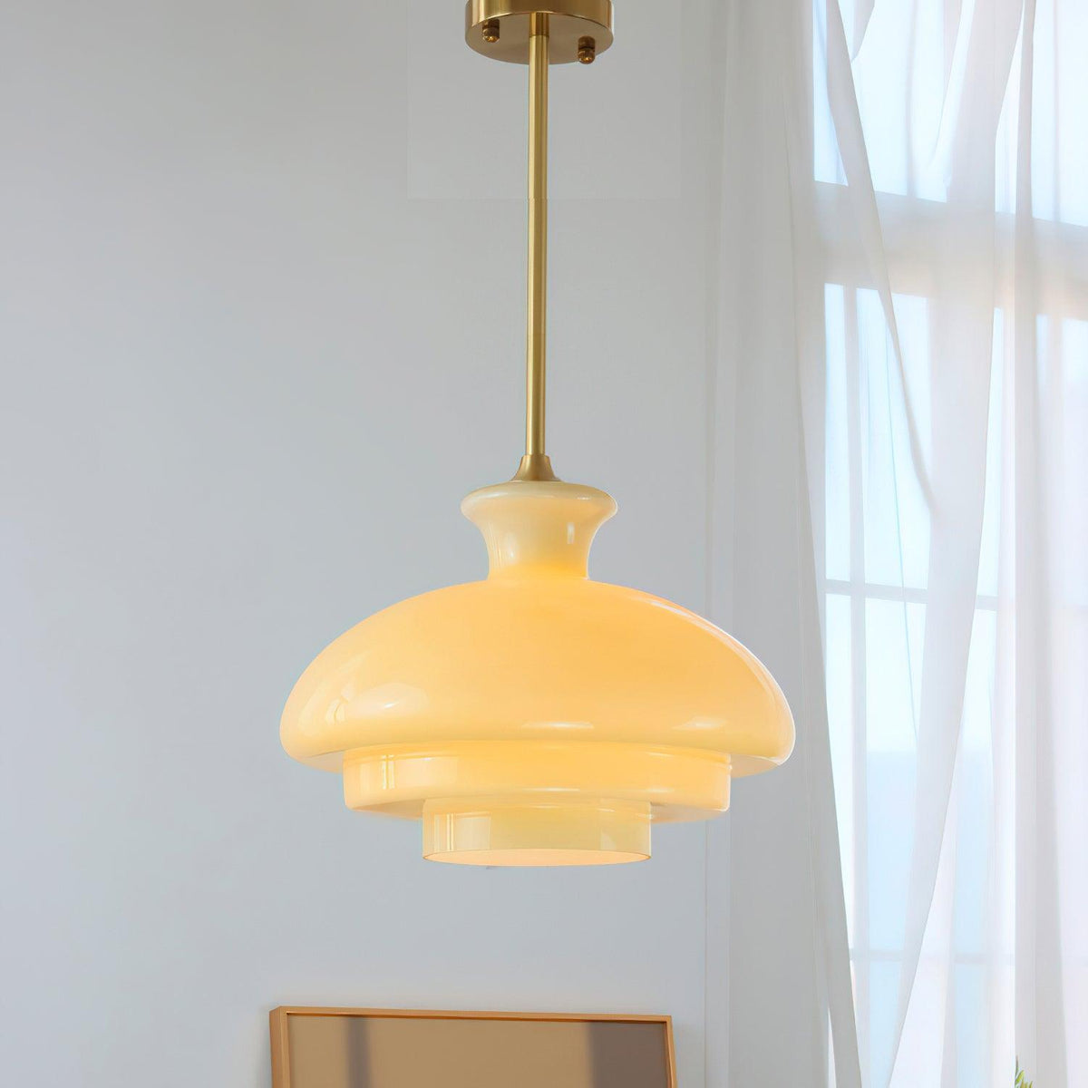 Domelet Gold Yellow Glass Pendant