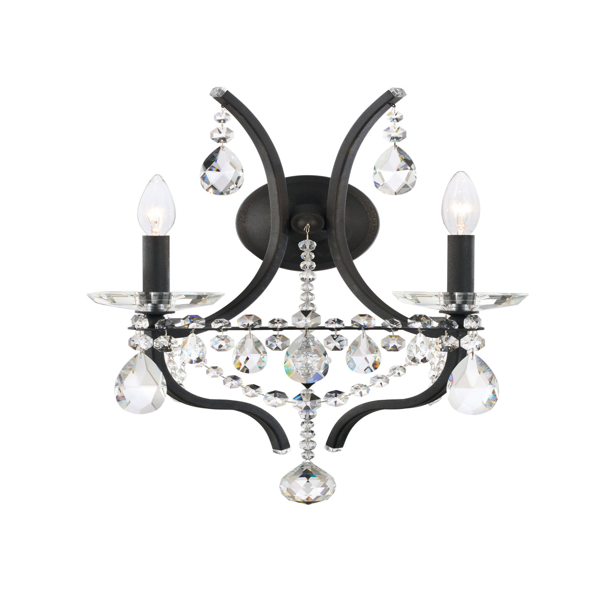 Draped Crystal Wrought Iron Wall Sconce