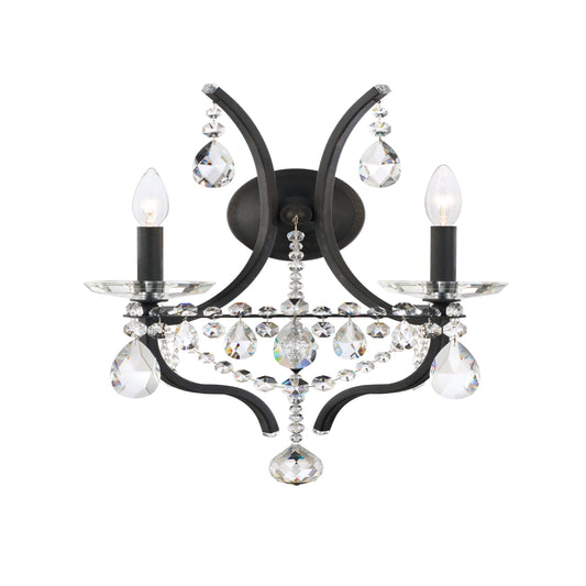 Draped Crystal Wrought Iron Wall Sconce