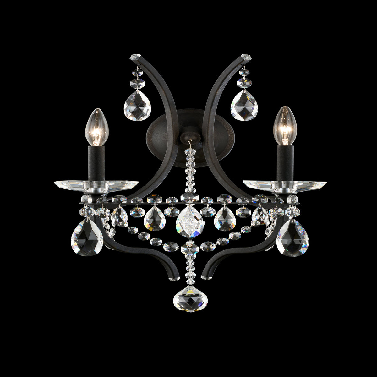 Draped Crystal Wrought Iron Wall Sconce