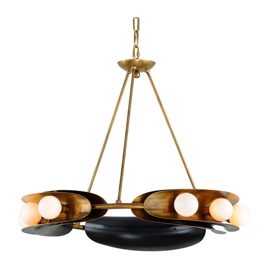 Dual-Finish Brass Nine-Light Chandelier