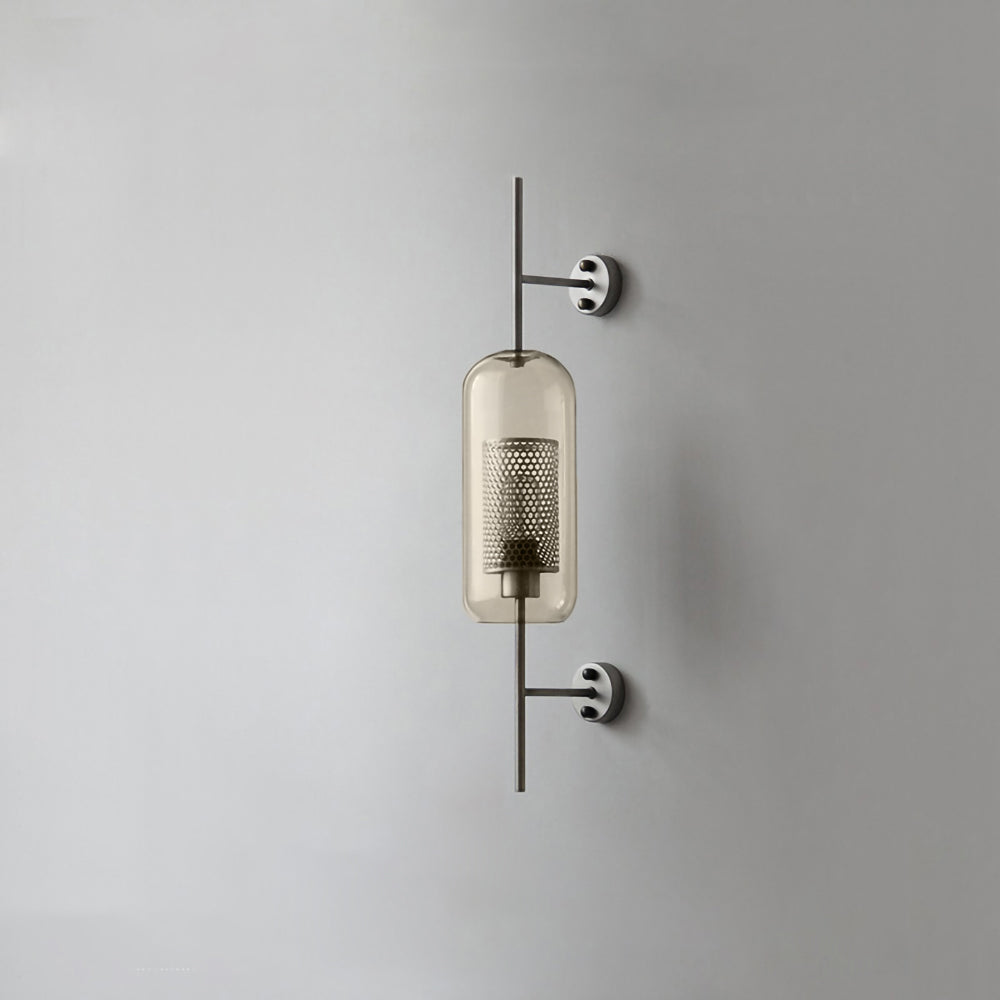 Chiswick Glass Wall Light ∅ 5.1″ x H 26.4″ / Dia 13cm x H 67cm / Silver / Amber Wall lamp