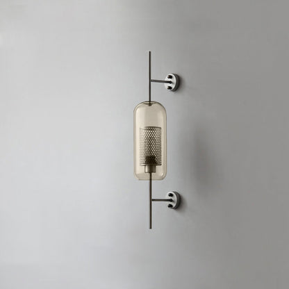 Chiswick Glass Wall Light ∅ 5.1″ x H 26.4″ / Dia 13cm x H 67cm / Silver / Amber Wall lamp