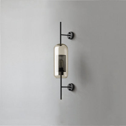 Chiswick Glass Wall Light ∅ 5.1″ x H 26.4″ / Dia 13cm x H 67cm / Black / Amber Wall lamp