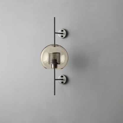 Chiswick Glass Wall Light ∅ 7.9″ x H 21.6″ / Dia 20cm x H 55cm / Silver / Amber Wall lamp