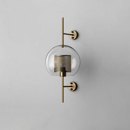 Chiswick Glass Wall Light ∅ 7.9″ x H 21.6″ / Dia 20cm x H 55cm / Copper plating / Clear Wall lamp