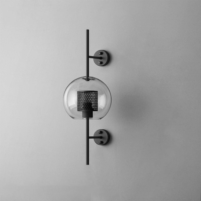 Chiswick Glass Wall Light ∅ 7.9″ x H 21.6″ / Dia 20cm x H 55cm / Black / Clear Wall lamp