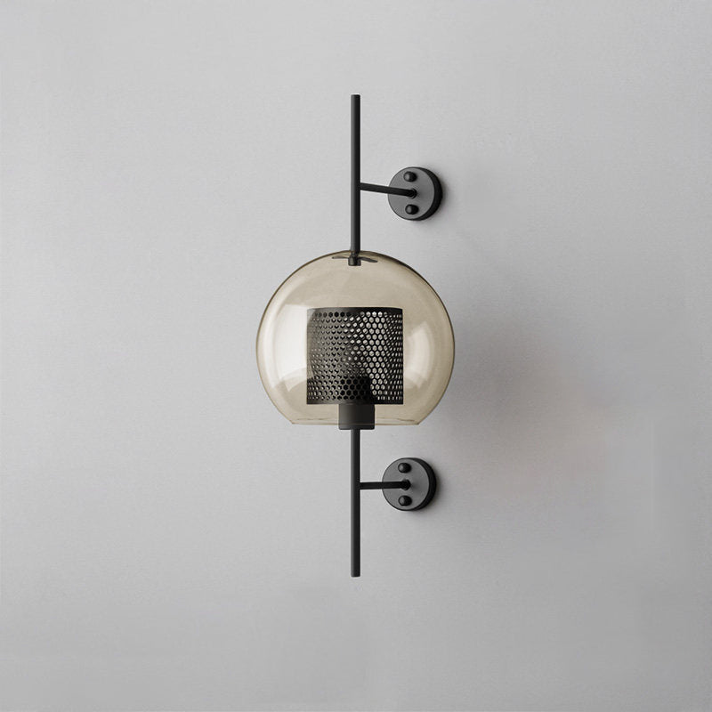 Chiswick Glass Wall Light ∅ 9.8″ x H 22.8″ / Dia 25cm x H 58cm / Black / Amber Wall lamp