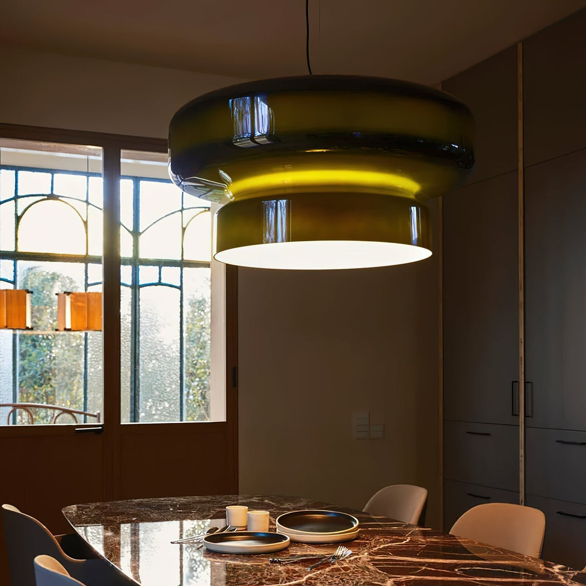 Dualshell Brass Multi-Color LED Pendant