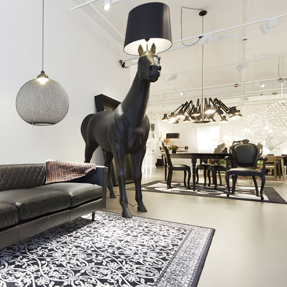 Equestrian Black Sculptural Floor Lamp