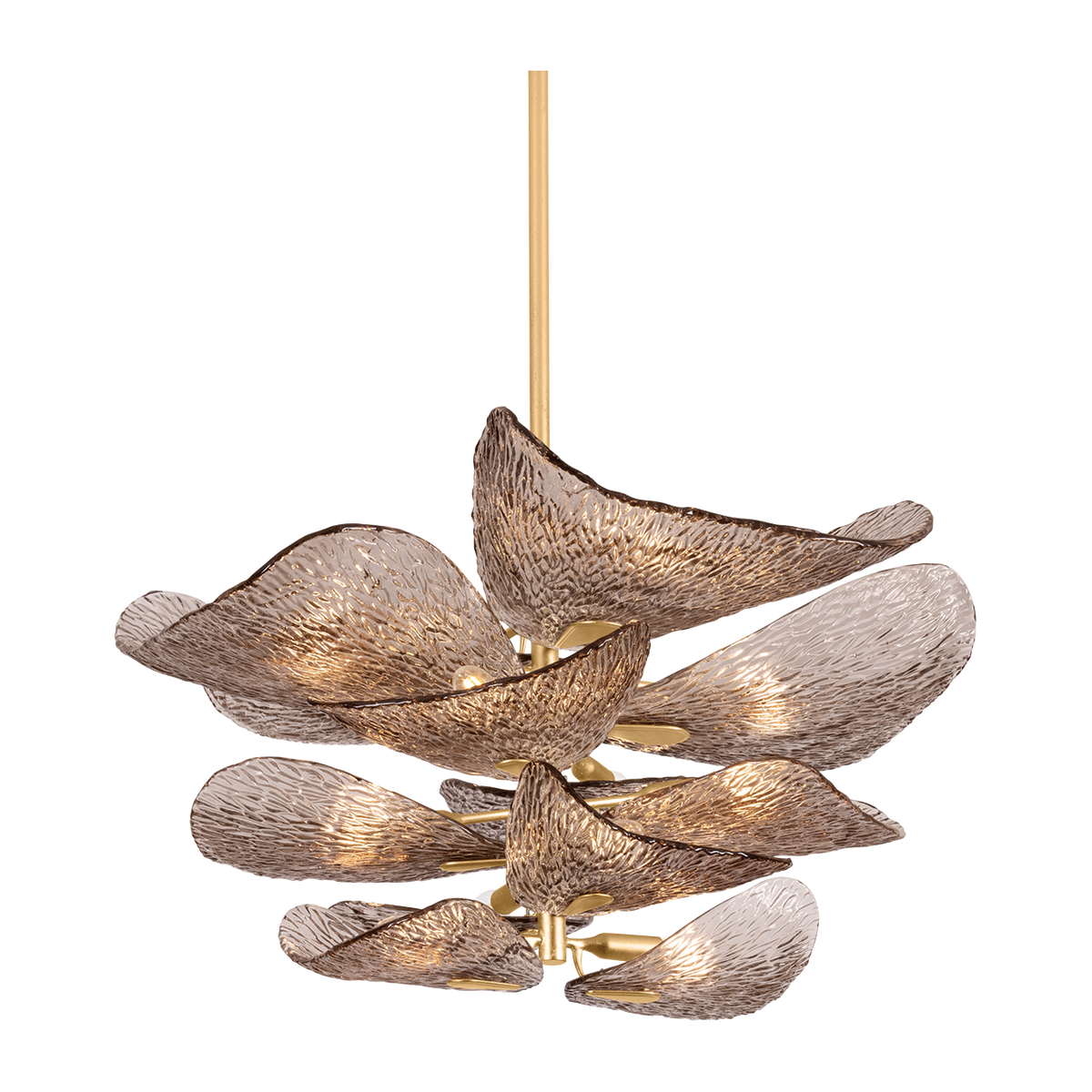 Etched Piastra Petal Vintage Gold Chandelier