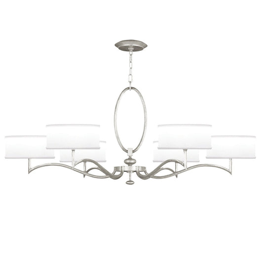Fabric Shade Gold Silver Leaf Chandelier
