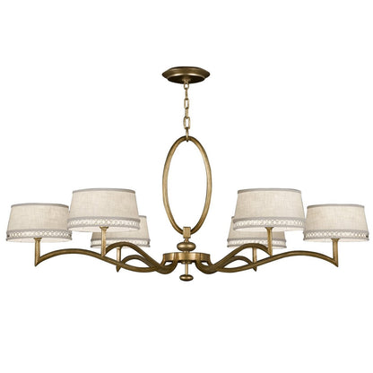 Fabric Shade Gold Silver Leaf Chandelier