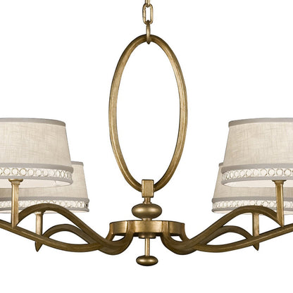 Fabric Shade Gold Silver Leaf Chandelier