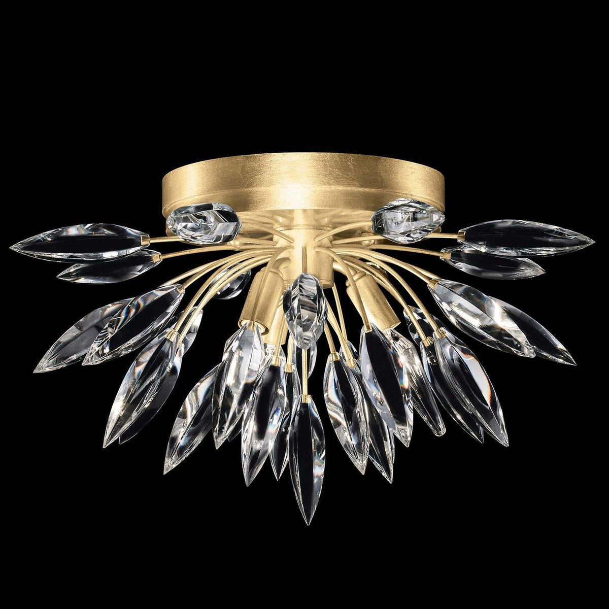 Faceted Bouquet Crystal Gold Silver Flush Mount
