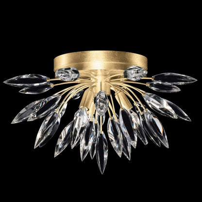 Faceted Bouquet Crystal Gold Silver Flush Mount
