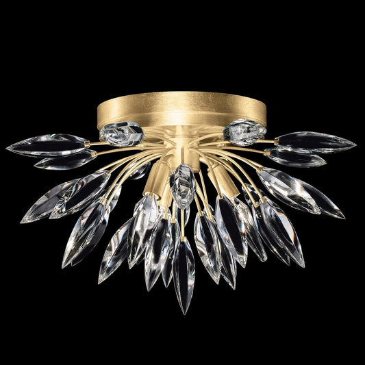 Faceted Bouquet Crystal Gold Silver Flush Mount