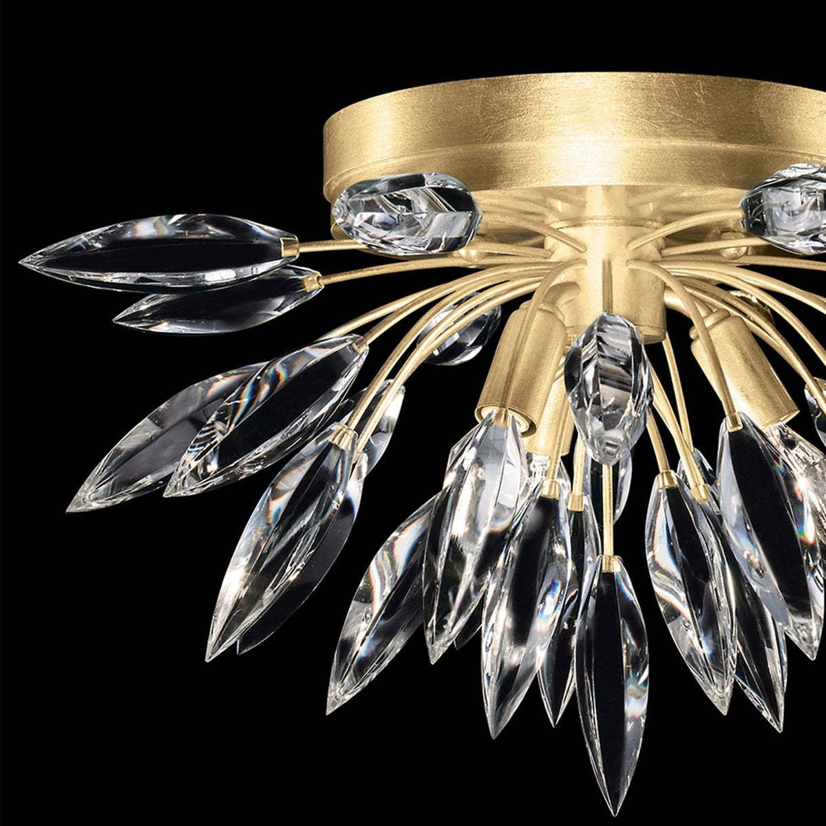 Faceted Bouquet Crystal Gold Silver Flush Mount