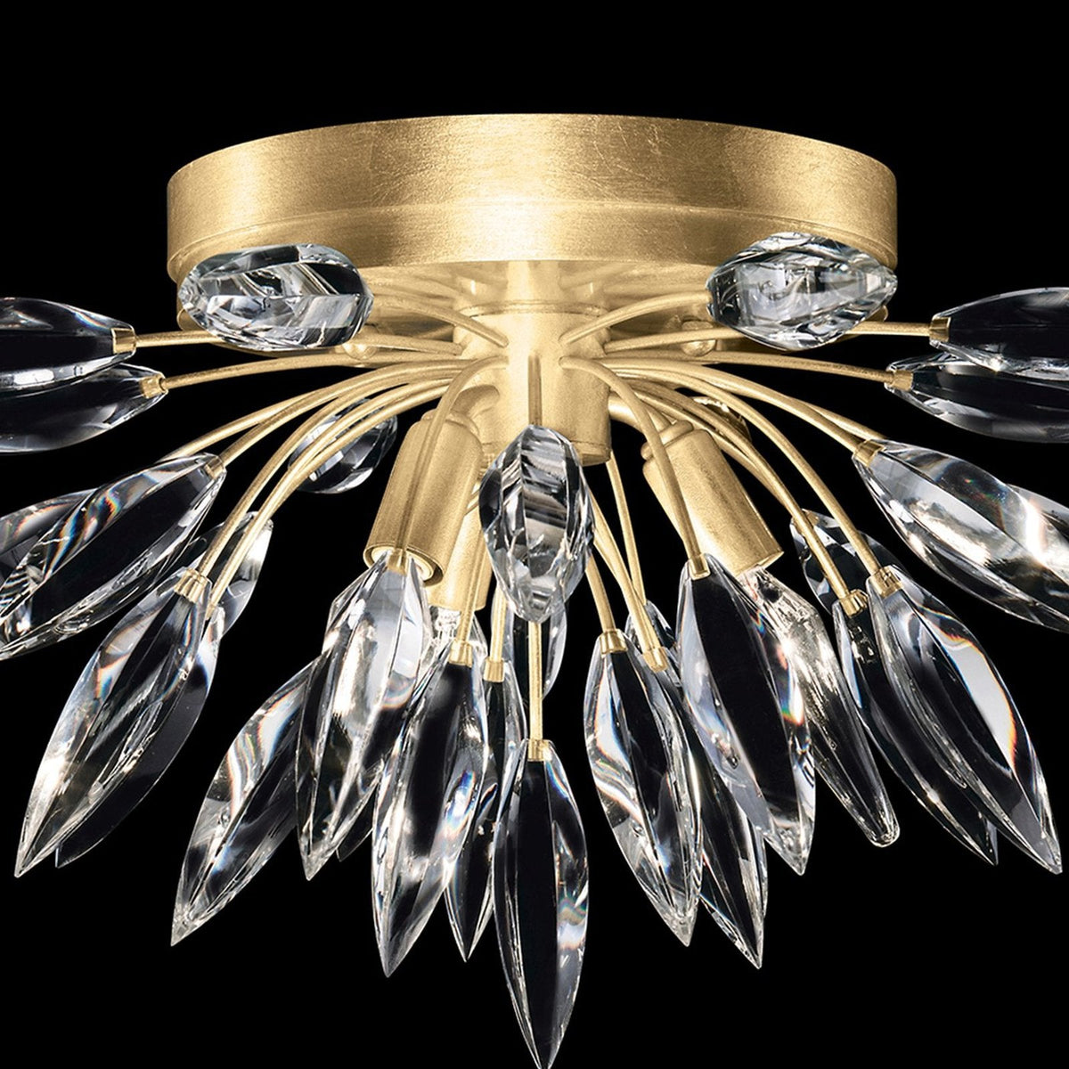 Faceted Bouquet Crystal Gold Silver Flush Mount