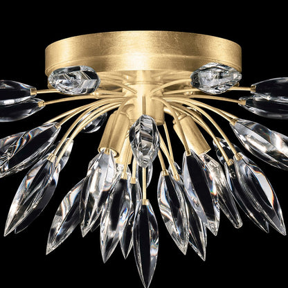 Faceted Bouquet Crystal Gold Silver Flush Mount
