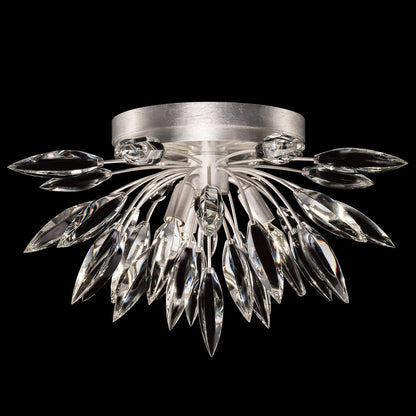 Faceted Bouquet Crystal Gold Silver Flush Mount