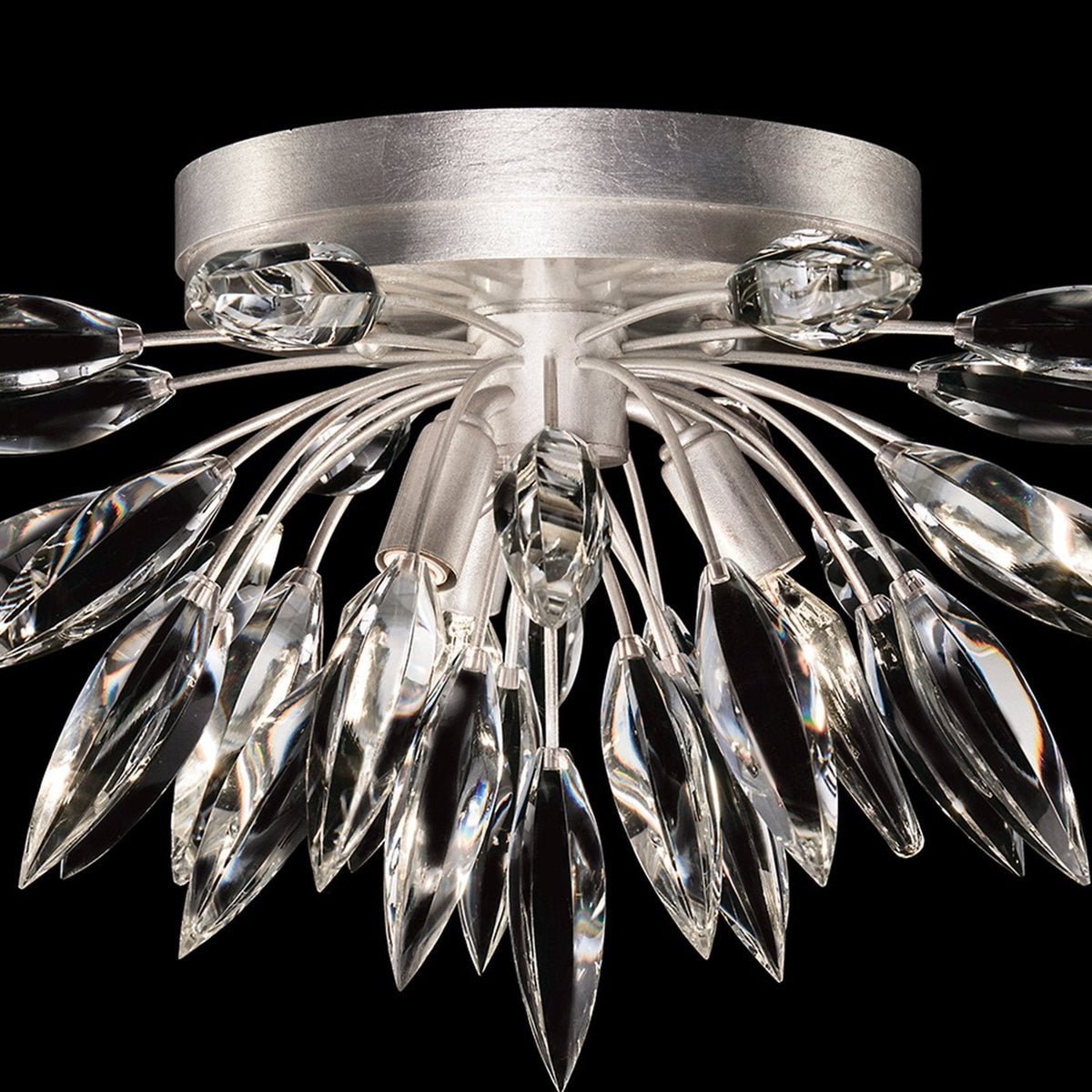 Faceted Bouquet Crystal Gold Silver Flush Mount