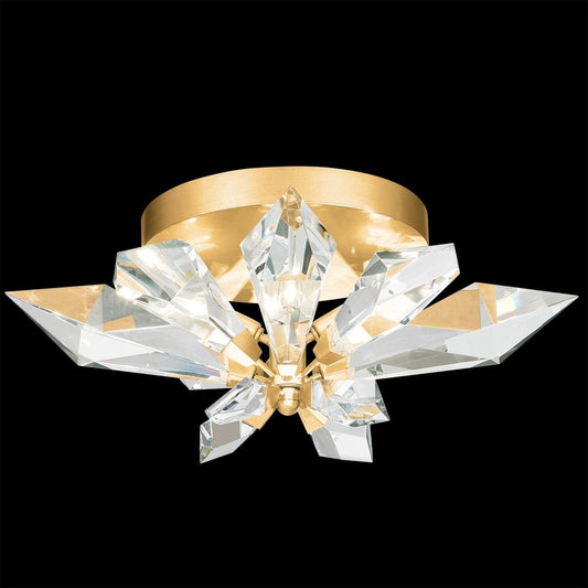 Faceted Forest Branch Gold Crystal Flush Mount