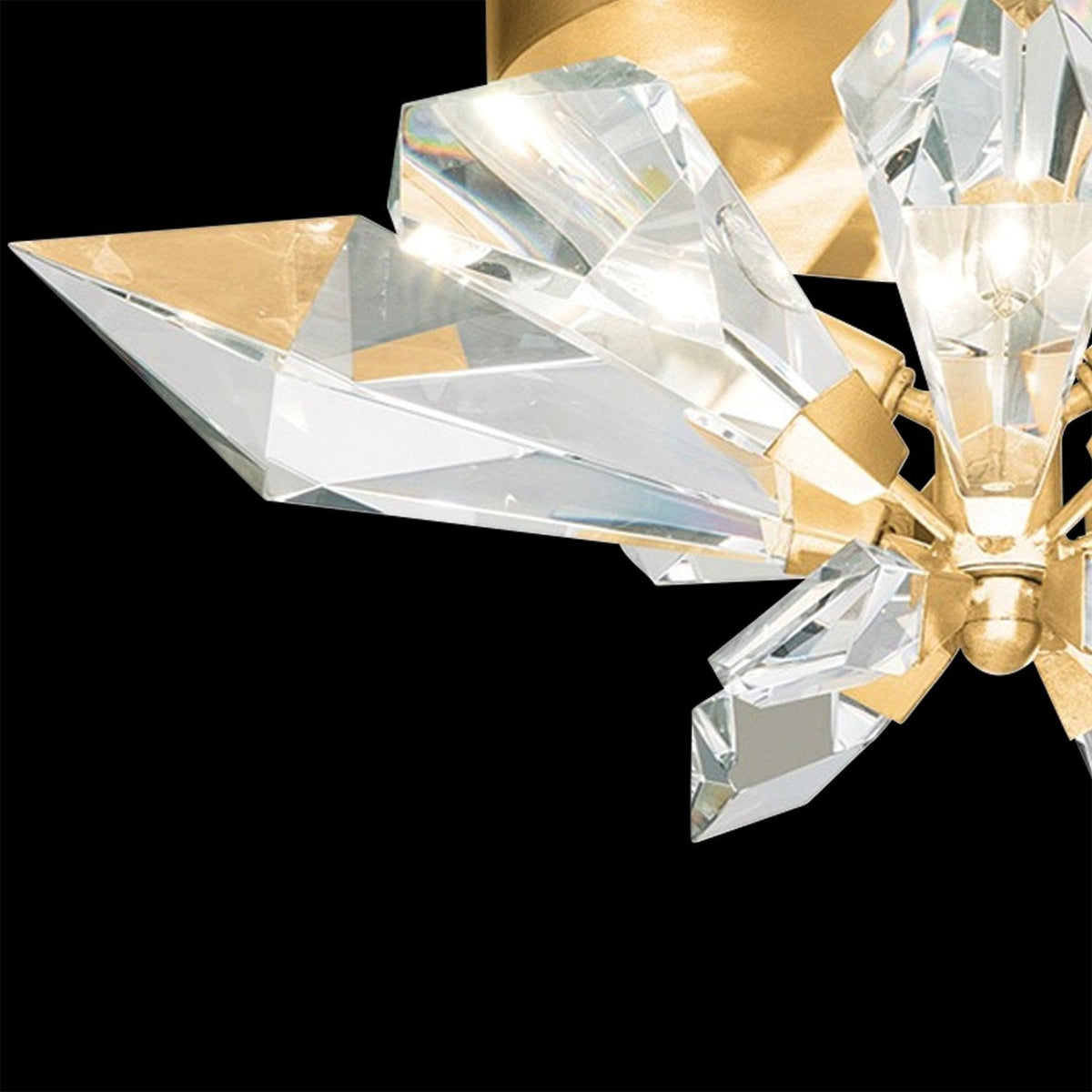 Faceted Forest Branch Gold Crystal Flush Mount