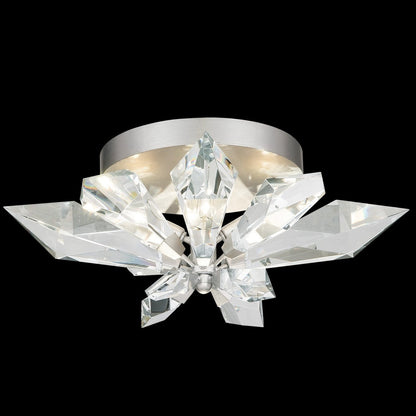 Faceted Forest Branch Gold Crystal Flush Mount