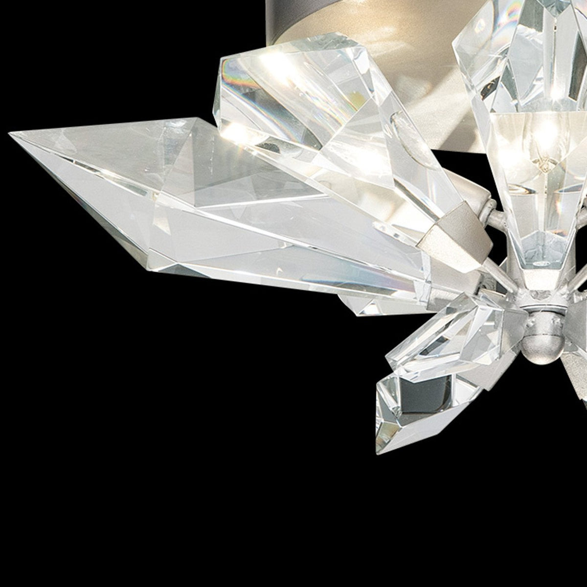 Faceted Forest Branch Gold Crystal Flush Mount