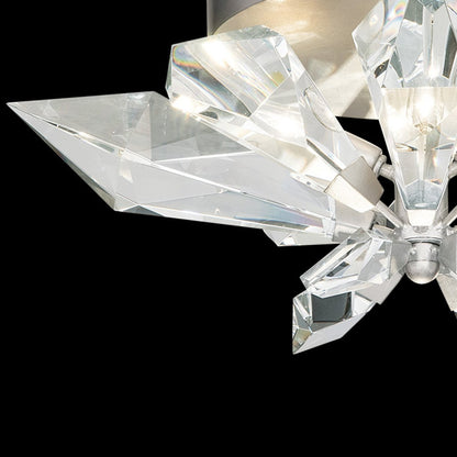 Faceted Forest Branch Gold Crystal Flush Mount