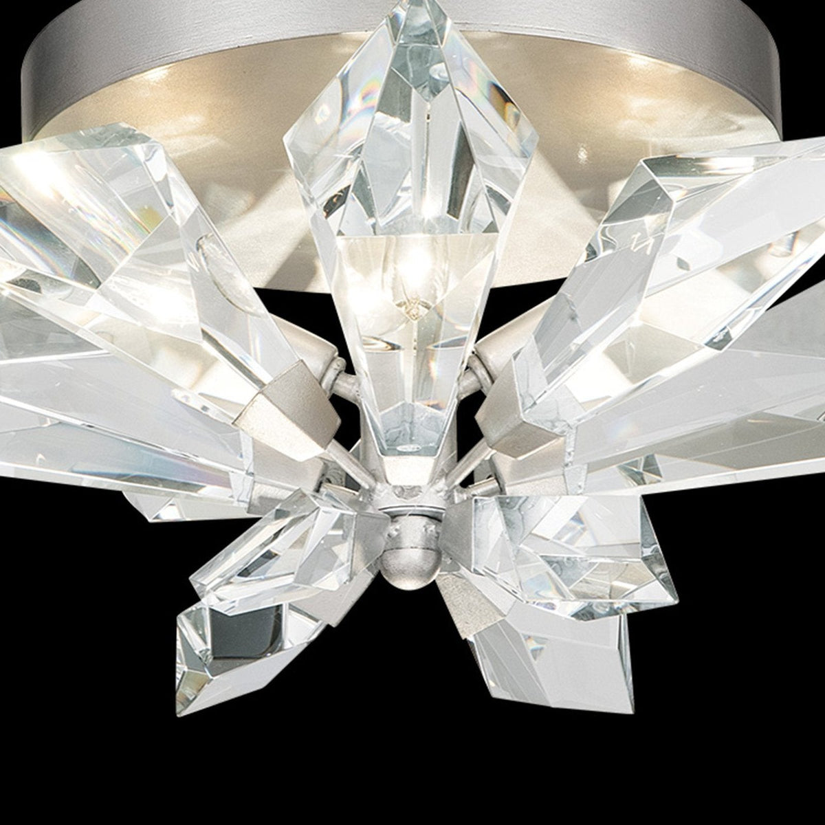 Faceted Forest Branch Gold Crystal Flush Mount