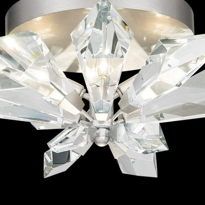 Faceted Forest Branch Gold Crystal Flush Mount