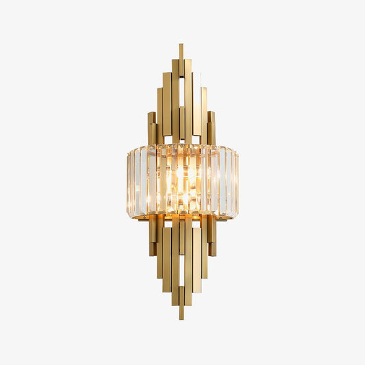 Faceted Grid Gold Clear Glass Wall Lamp