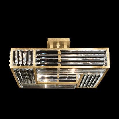Faceted Panel Gold Leaf Semi-Flush Ceiling Light