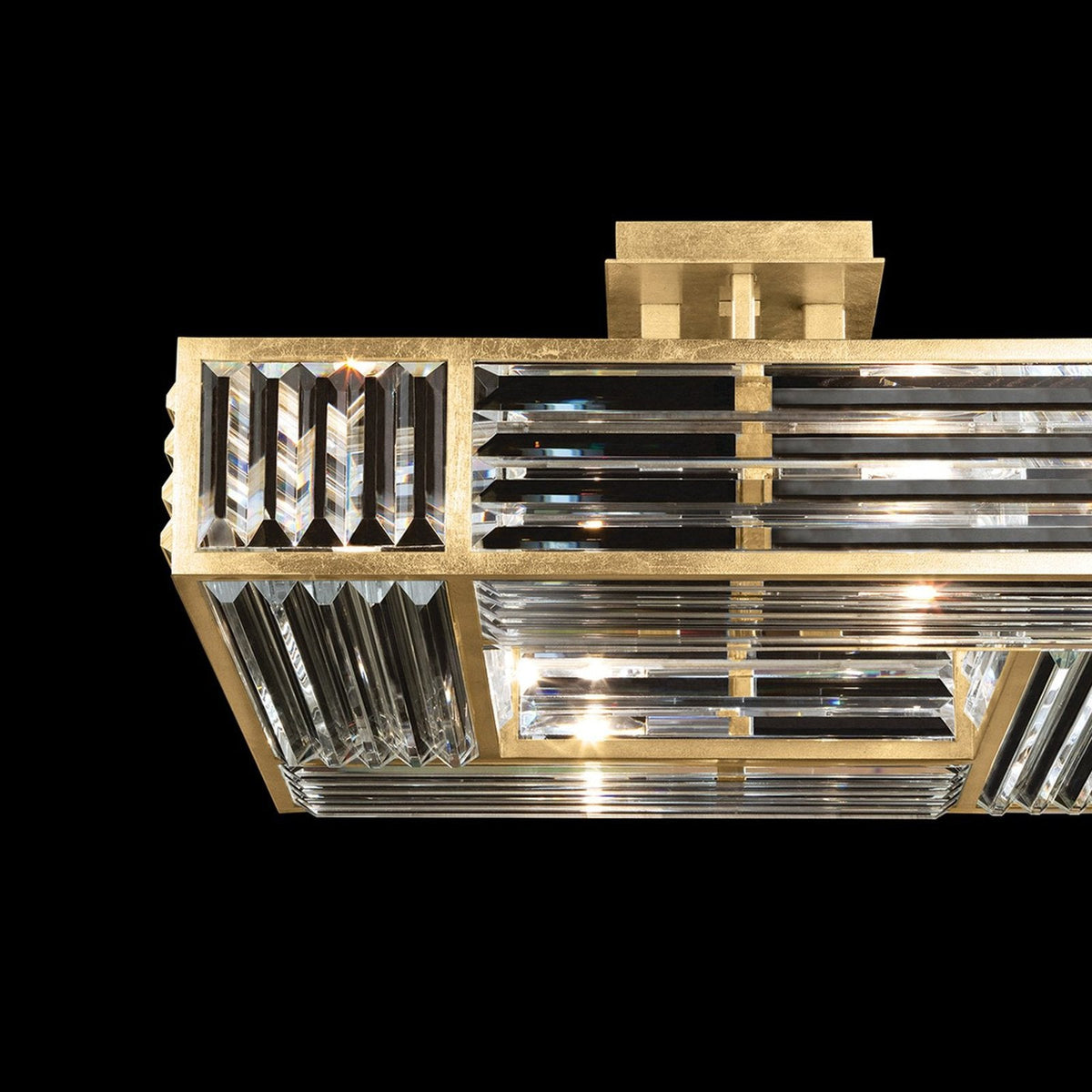 Faceted Panel Gold Leaf Semi-Flush Ceiling Light
