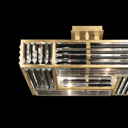Faceted Panel Gold Leaf Semi-Flush Ceiling Light