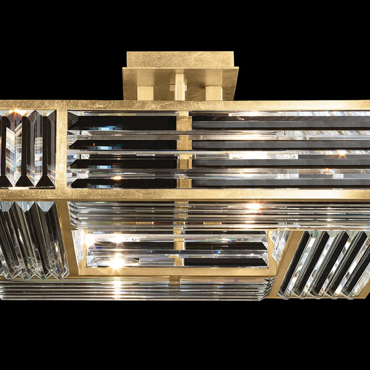 Faceted Panel Gold Leaf Semi-Flush Ceiling Light