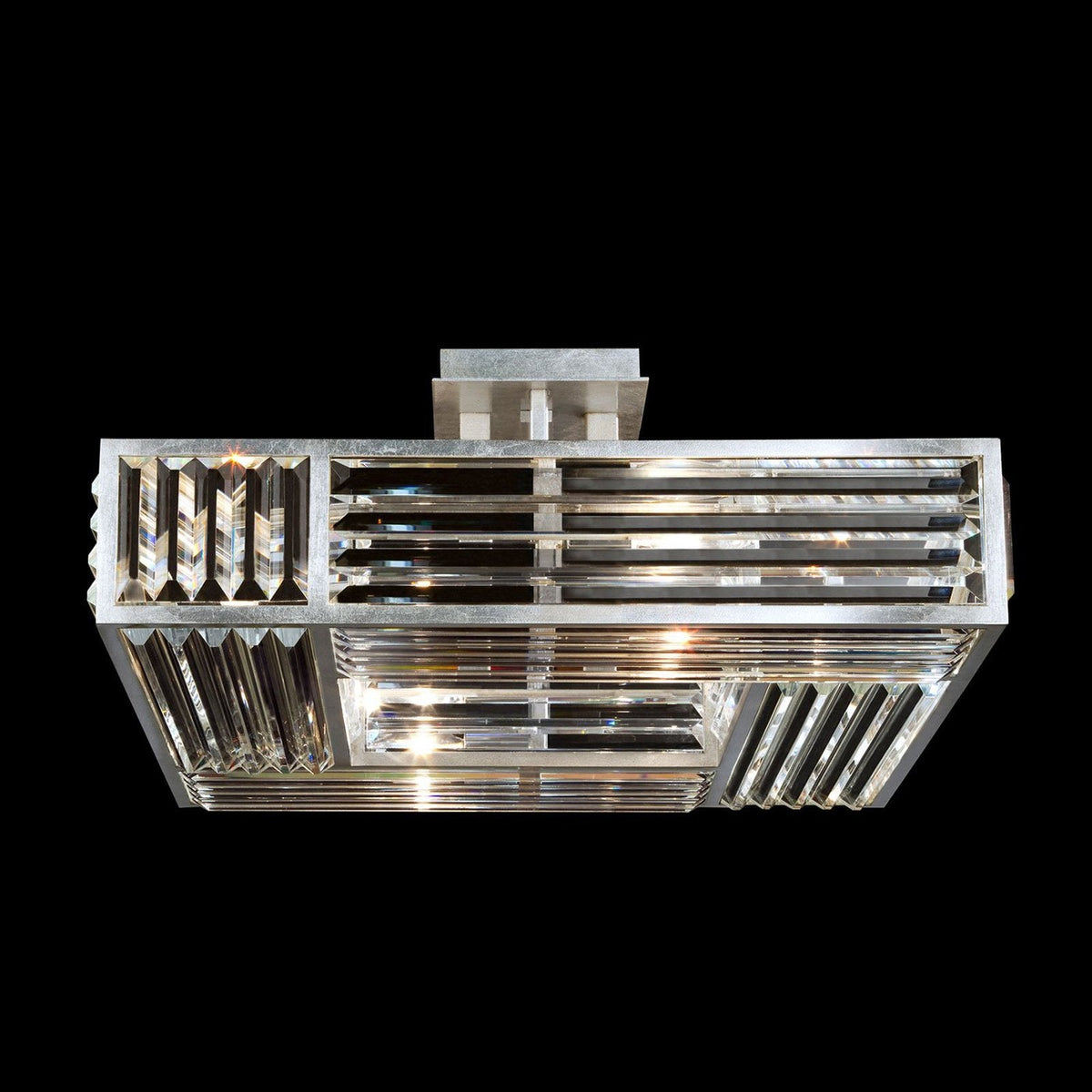 Faceted Panel Gold Leaf Semi-Flush Ceiling Light